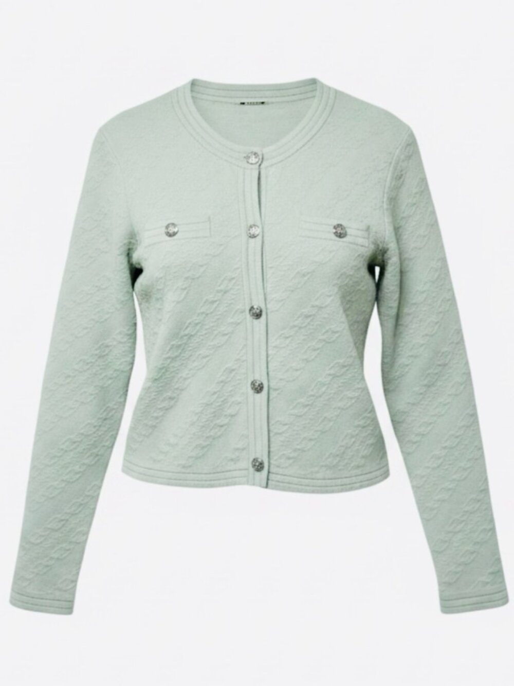 ELIE TAHARI Mineral Sage Long Sleeve Classic Buttons Front Cardigan Women’s L - Picture 3 of 8